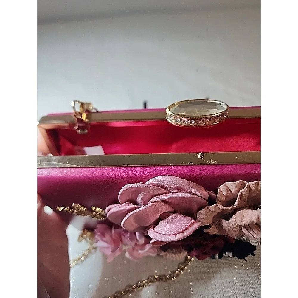 Dasein Rose Colored 3D Floral and Pearl Arrangement on Front 8